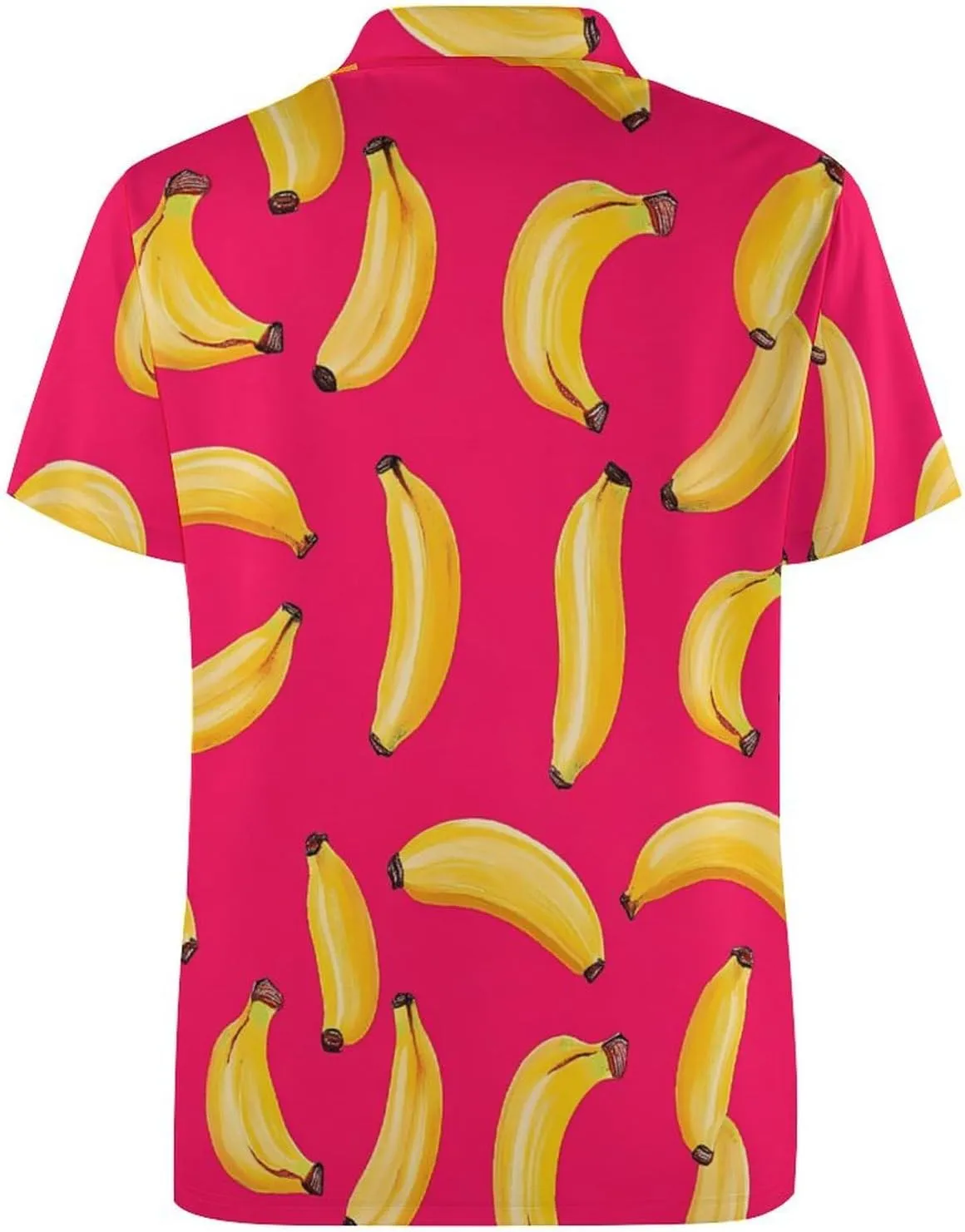 Yellow Bananas Hawaiian Mens Polo Shirts Quick Dry Short Sleeve T-shirts Slim Tennis Collared Tees Tops