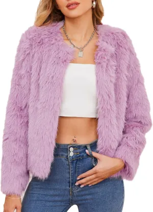 Zando Womens Fur Coat Long Sleeve Pockets Cropped Jacket Women Outwear Warm Winter Coats for Women Fleece Fur Jacket 2025
