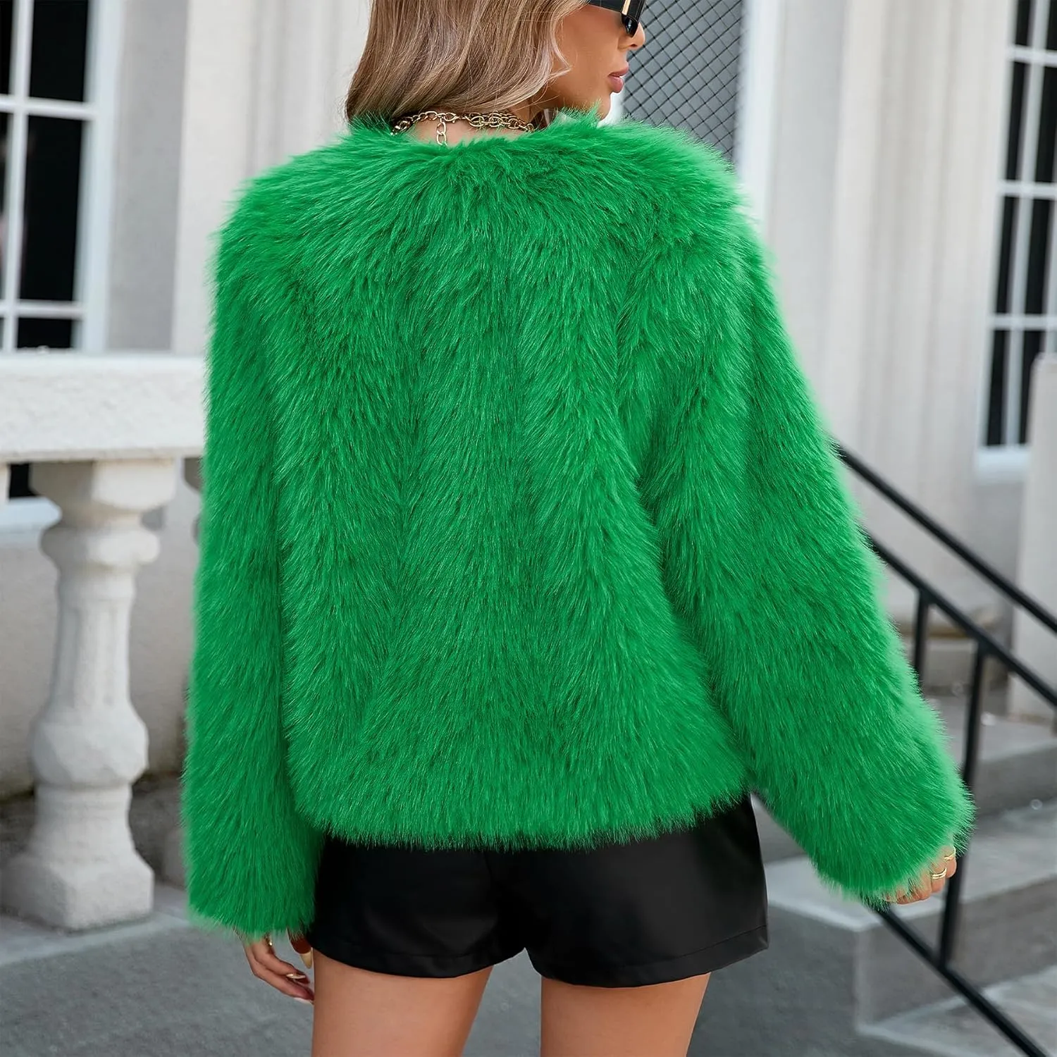 Zando Womens Fur Coat Long Sleeve Pockets Cropped Jacket Women Outwear Warm Winter Coats for Women Fleece Fur Jacket 2025