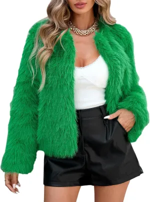 Zando Womens Fur Coat Long Sleeve Pockets Cropped Jacket Women Outwear Warm Winter Coats for Women Fleece Fur Jacket 2025
