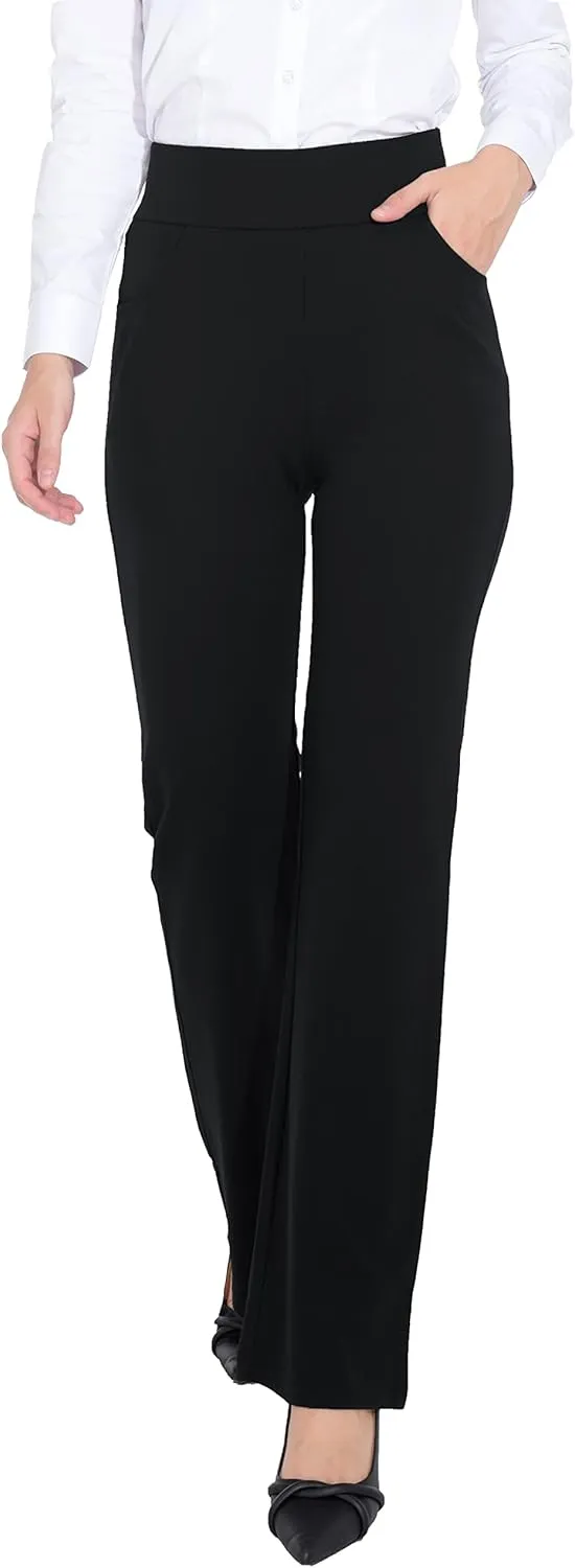 ZTN Women's High Waist Pull-On Dress Pants Tummy Control Work Pants for Business Casual Trousers with 4 Pockets