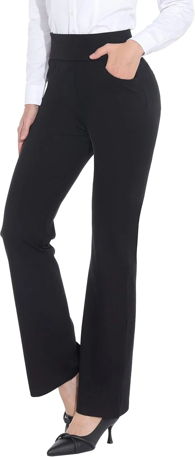 ZTN Women's High Waist Pull-On Dress Pants Tummy Control Work Pants for Business Casual Trousers with 4 Pockets