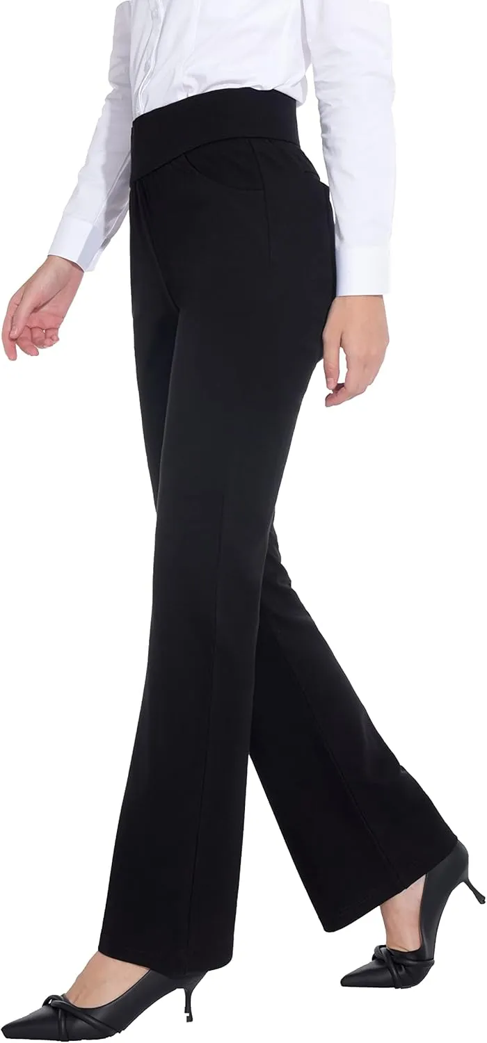 ZTN Women's High Waist Pull-On Dress Pants Tummy Control Work Pants for Business Casual Trousers with 4 Pockets