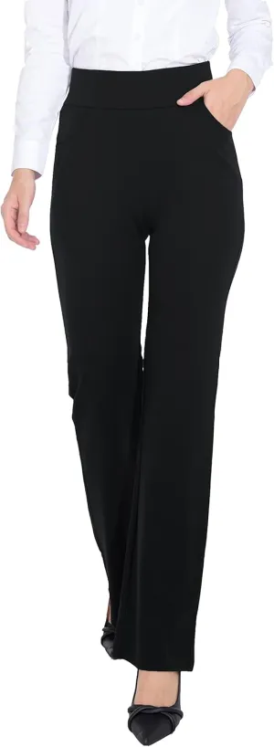 ZTN Women's High Waist Pull-On Dress Pants Tummy Control Work Pants for Business Casual Trousers with 4 Pockets